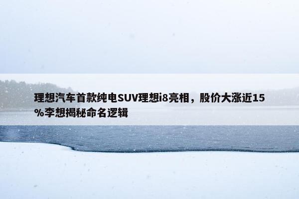 理想汽车首款纯电SUV理想i8亮相，股价大涨近15%李想揭秘命名逻辑