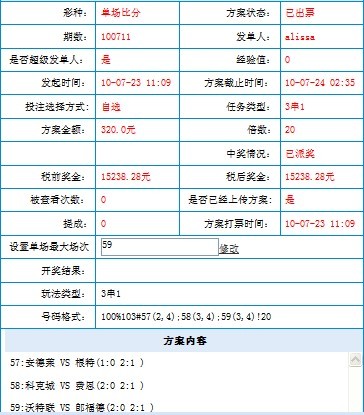 中奖方案