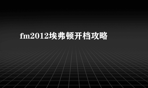 fm2012埃弗顿开档攻略